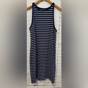 Old Navy Navy Blue and White Striped Dress